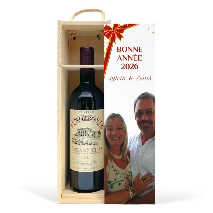 Coffret personnalisé et Vin rouge - Bonne Année