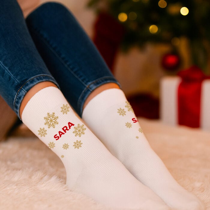 Alternative view of Chaussettes personnalisées – Flocons avec prénom