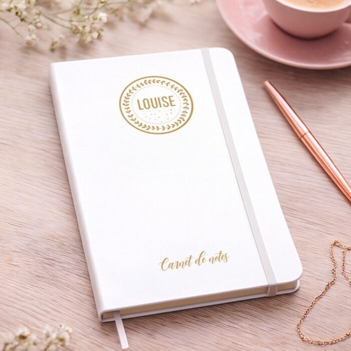 Alternative view of Carnet de notes personnalisé – Couronne avec prénom