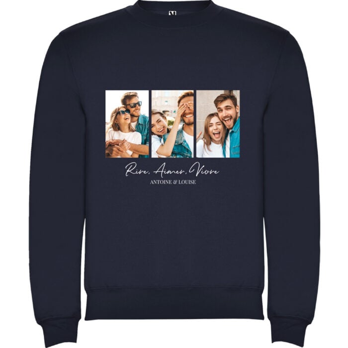 Sweat bleu - Résolutions 2026 avec photo