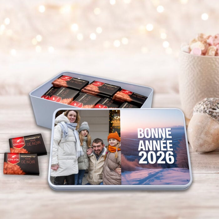 Alternative view of Boîte rectangulaire personnalisée – Bonne année avec photo + chocolats Côte d'Or