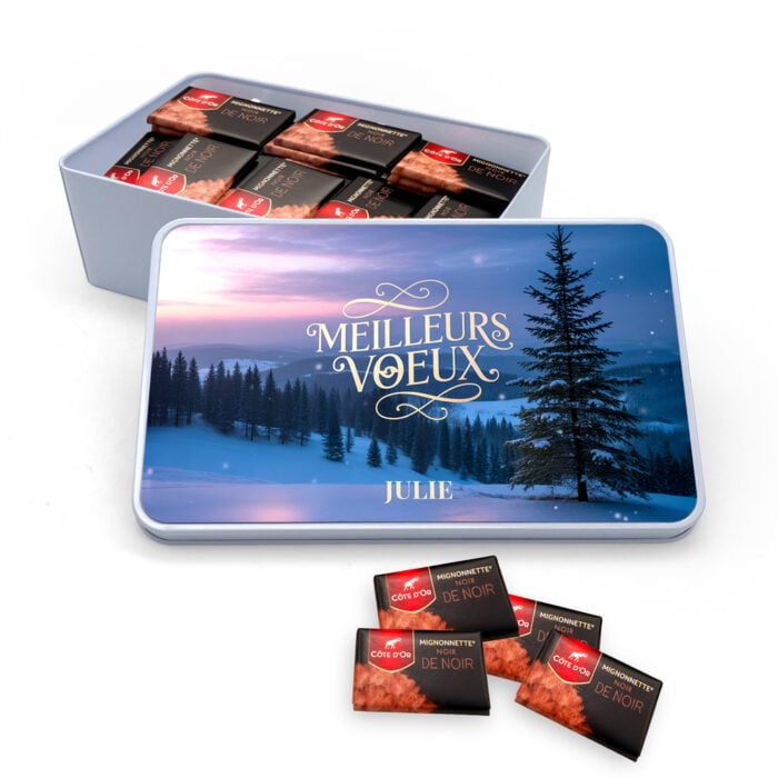 Boîte rectangulaire personnalisée – Meilleurs Voeux + chocolats Côte d'Or