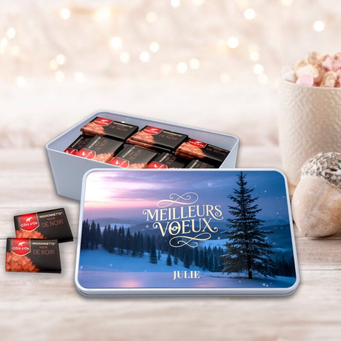 Alternative view of Boîte rectangulaire personnalisée – Meilleurs Voeux + chocolats Côte d'Or