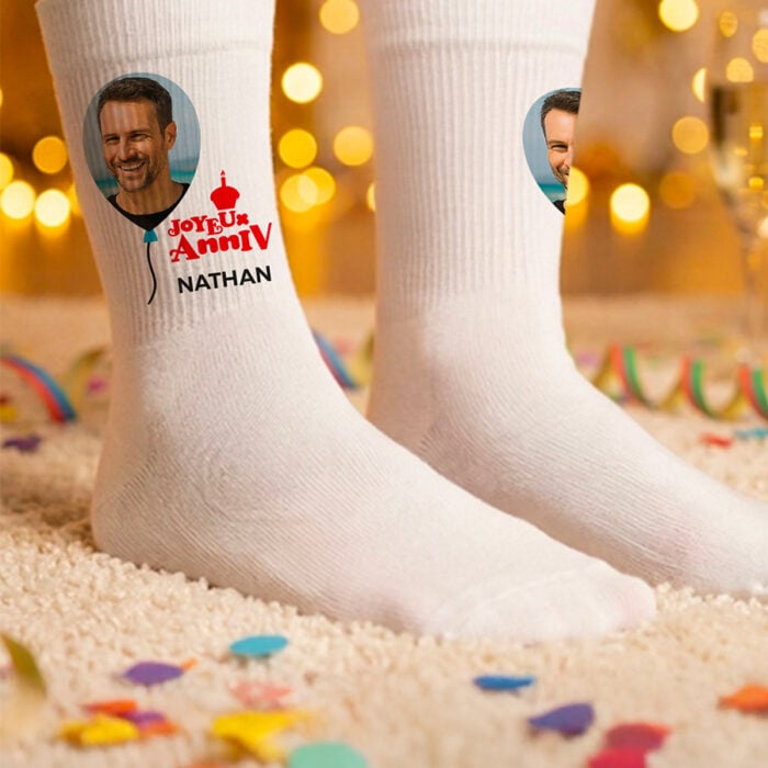 Alternative view of Chaussettes personnalisées – Joyeux Anniv !