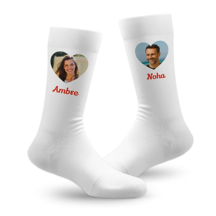 Chaussettes personnalisées – Coeur avec photo et prénom