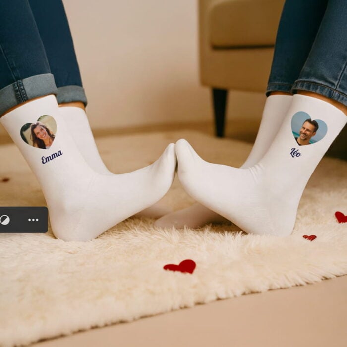Alternative view of Chaussettes personnalisées – Coeur avec photo et prénom