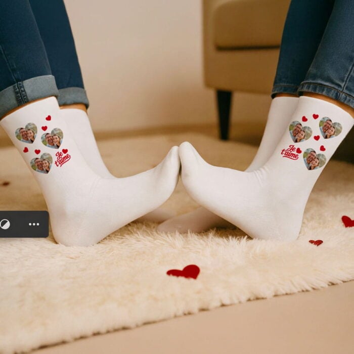 Alternative view of Chaussettes personnalisées – Je t'aime avec photo !