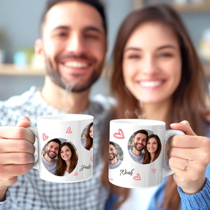Alternative view of Mug blanc personnalisé - Multiphotos avec coeurs