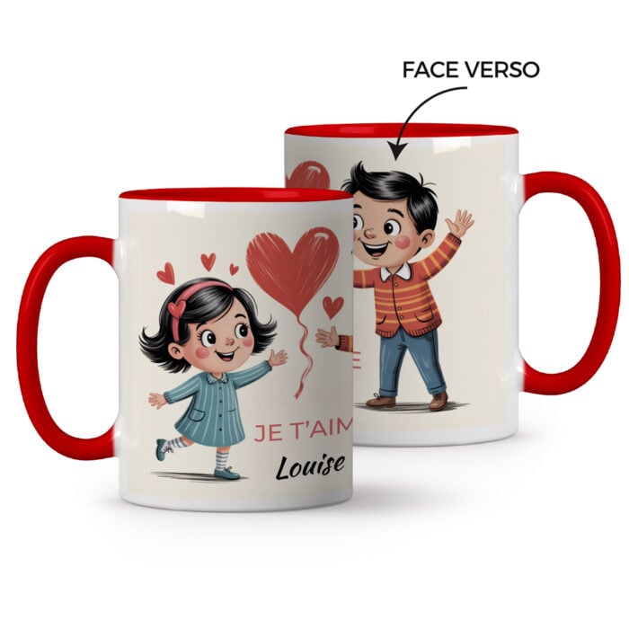 Mug rouge personnalisé - Je t'aime