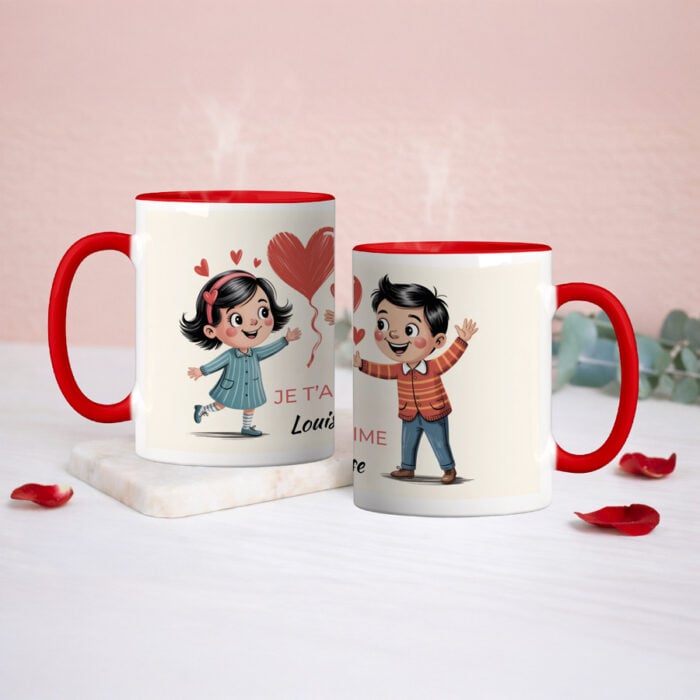 Alternative view of Mug rouge personnalisé - Je t'aime