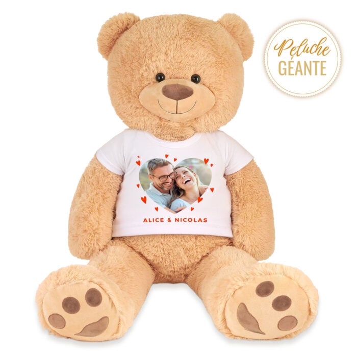 Sammy le grand ours en peluche - Photo coeur <br> <strong>100 cm </strong>