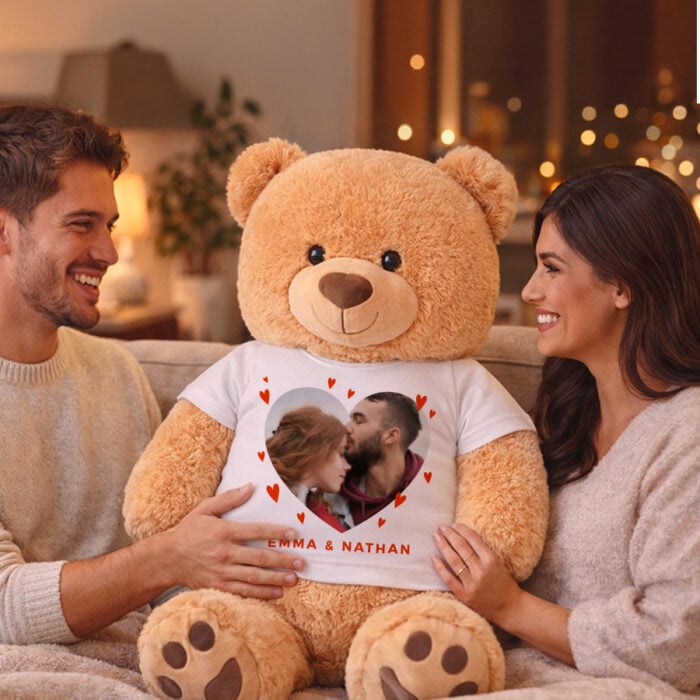 Alternative view of Sammy le grand ours en peluche - Photo coeur <br> <strong>100 cm </strong>