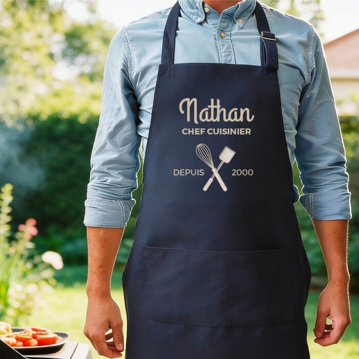 Alternative view of Tablier bleu - Chef cuisinier !