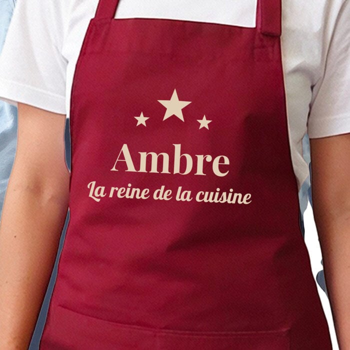 Tablier bordeaux - La reine de la cuisine