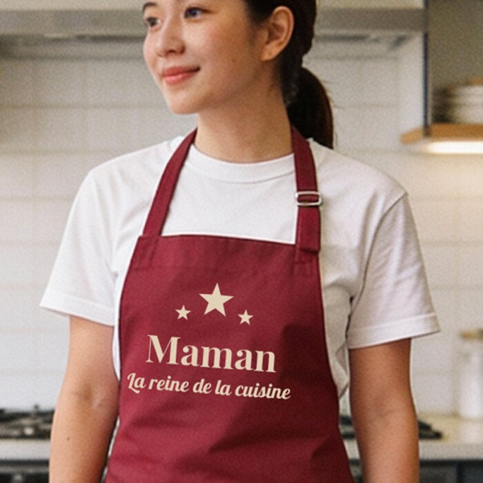 Alternative view of Tablier bordeaux - La reine de la cuisine