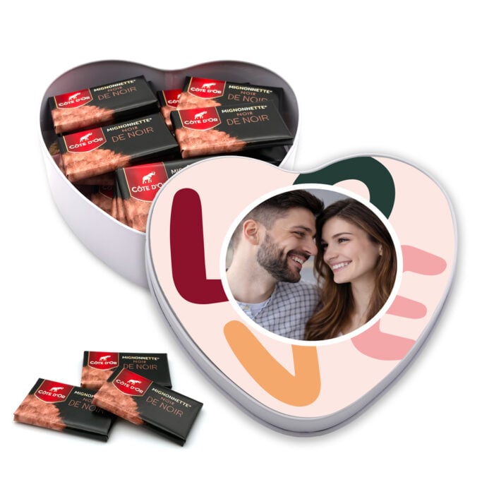 Boîte coeur Côte d'Or – Love avec photo