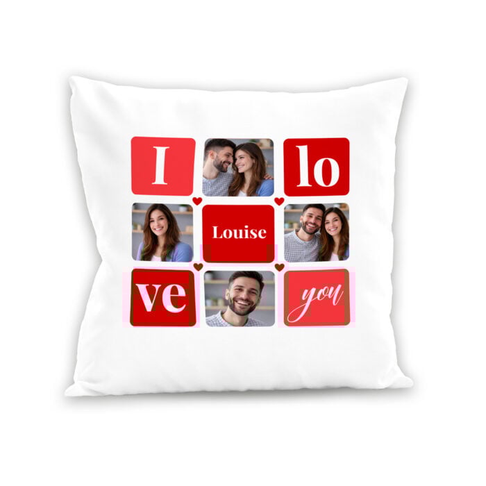 Coussin blanc - I love you avec photos