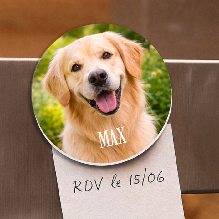 Alternative view of Magnet rond - Photo et prénom