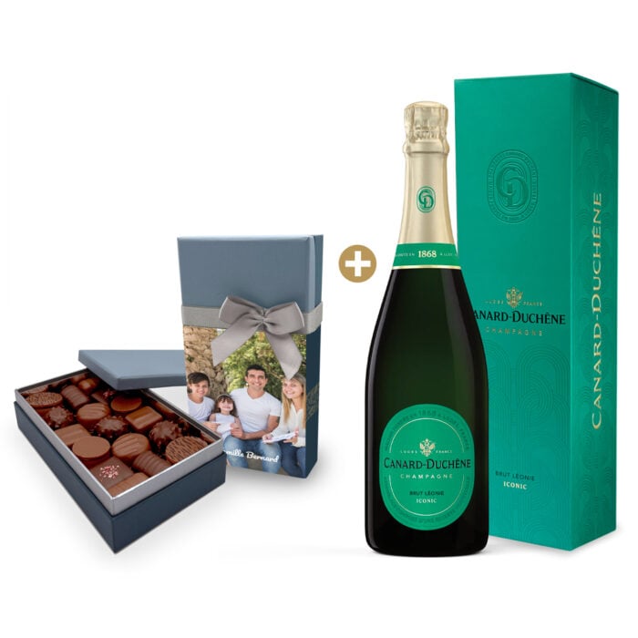 Boite de chocolats personnalisée + Champagne - Photo