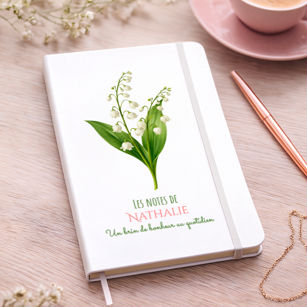 Carnet de notes blanc – Brin de muguet