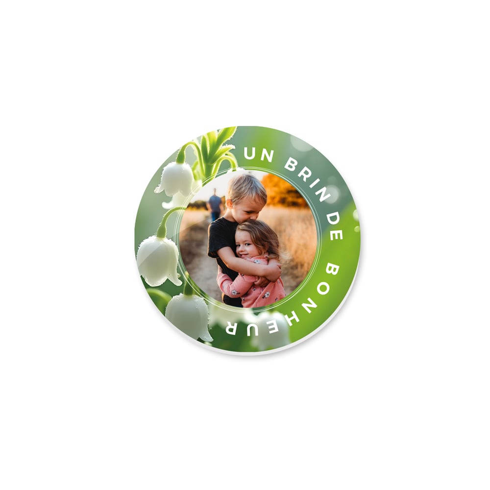 Magnet rond - Brin de bonheur avec photo – Image 2