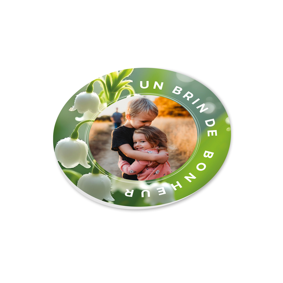 Magnet rond - Brin de bonheur avec photo – Image 3
