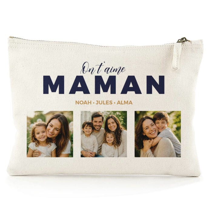 Grande pochette personnalisée - Maman multiphotos <br> <strong>28 x 20 cm</strong>