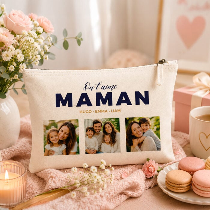 Alternative view of Grande pochette personnalisée - Maman multiphotos <br> <strong>28 x 20 cm</strong>