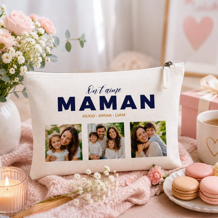 Alternative view of Grande pochette personnalisée - Maman multiphotos <br> <strong>28 x 20 cm</strong>