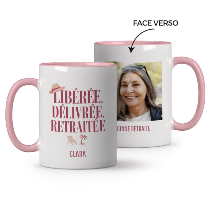Mug rose personnalisé - Bonne retraite !