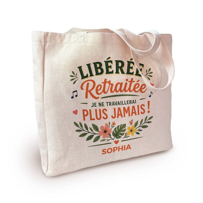 Sac cabas personnalisé - Libérée, retraitée