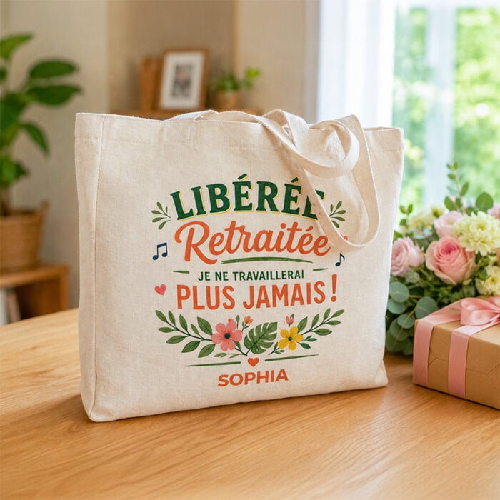 Alternative view of Sac cabas personnalisé - Libérée, retraitée