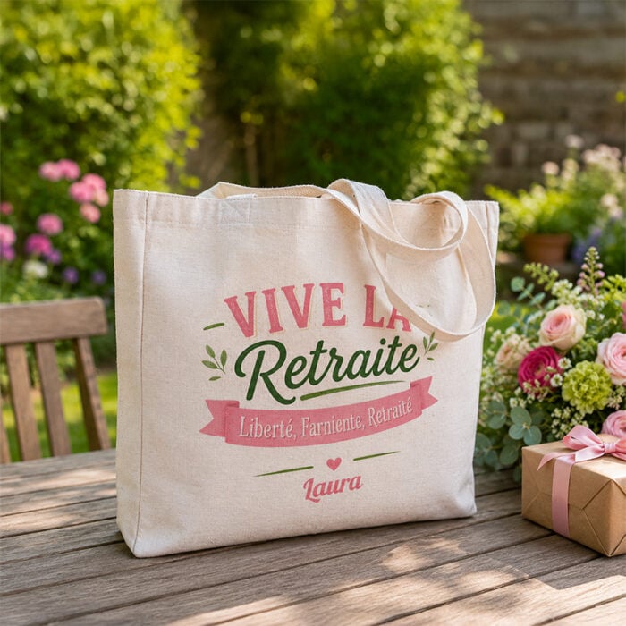 Alternative view of Sac cabas personnalisé - Vive la retraite !