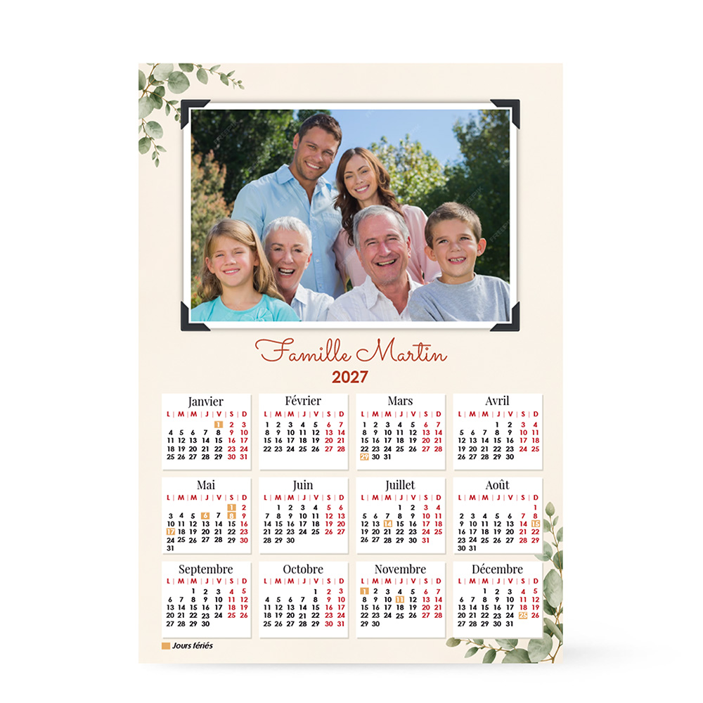 Calendrier format A3 personnalisé - Cadre avec photo – Image 2