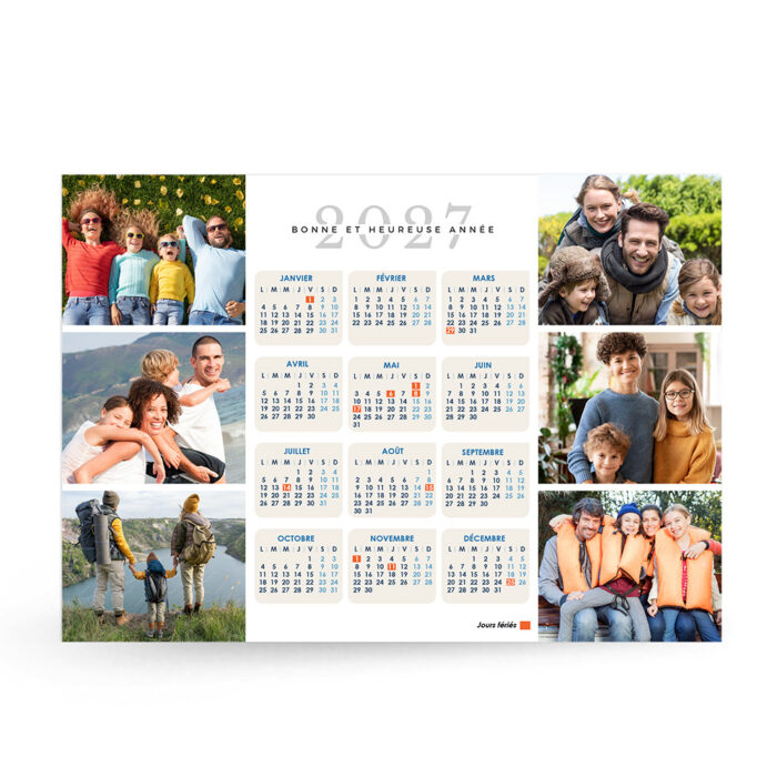 Calendrier format A3 paysage personnalisé - Familiale
