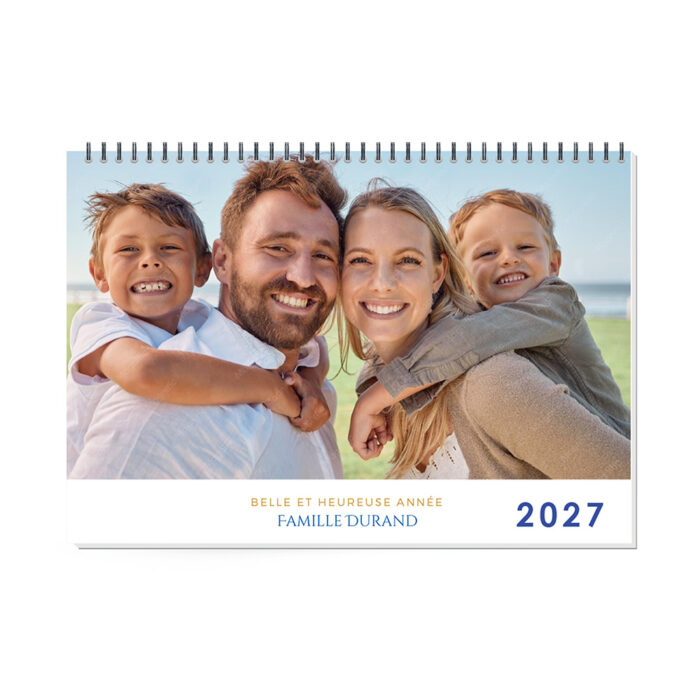 Calendrier mural format A4 paysage- Calendrier 2026 avec photos de 13 pages avec reliure