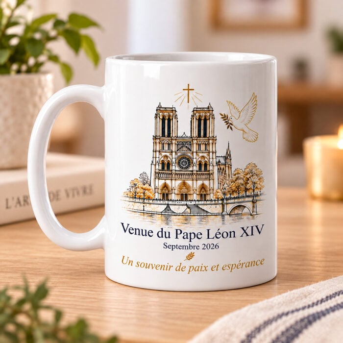 Alternative view of Mug blanc personnalisé - Venue du Pape