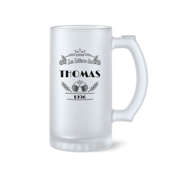 Chope à bière givrée - Bière avec prénom et année de naissance