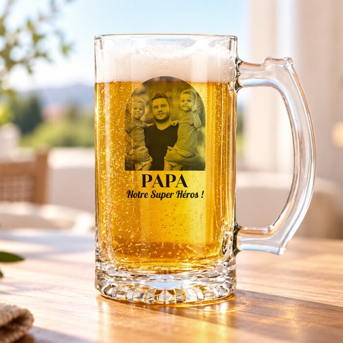 Alternative view of Chope à bière transparente - Papy t'es la meilleur !