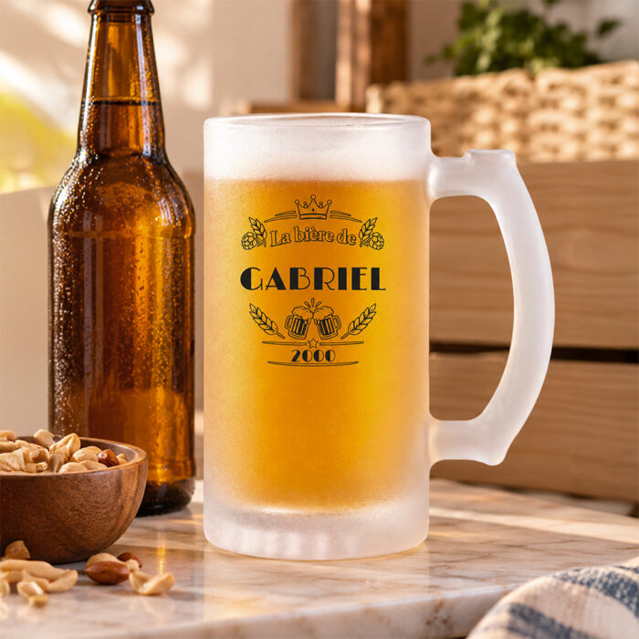 Alternative view of Chope à bière givrée - Bière avec prénom et année de naissance