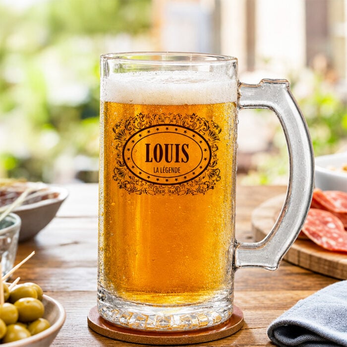 Alternative view of Chope à bière transparente - Prénom