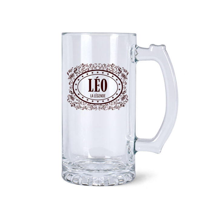 Chope à bière transparente - Prénom