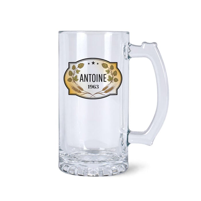 Chope à bière transparente - Votre prénom