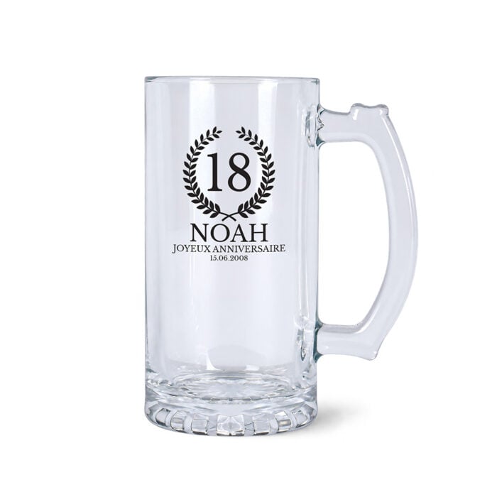 Chope à bière transparente - Joyeux anniversaire