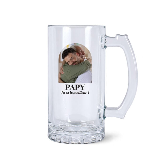 Chope à bière transparente - Papy t'es la meilleur !