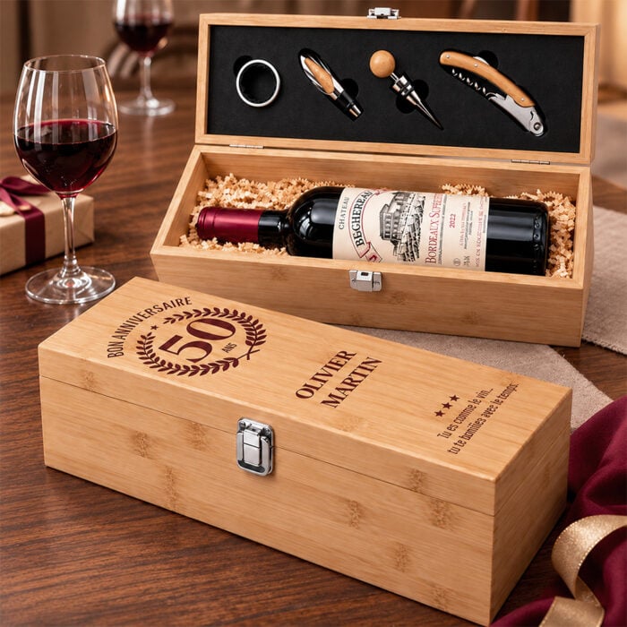 Alternative view of Coffret à vin personnalisé avec accessoires – Bon anniversaire