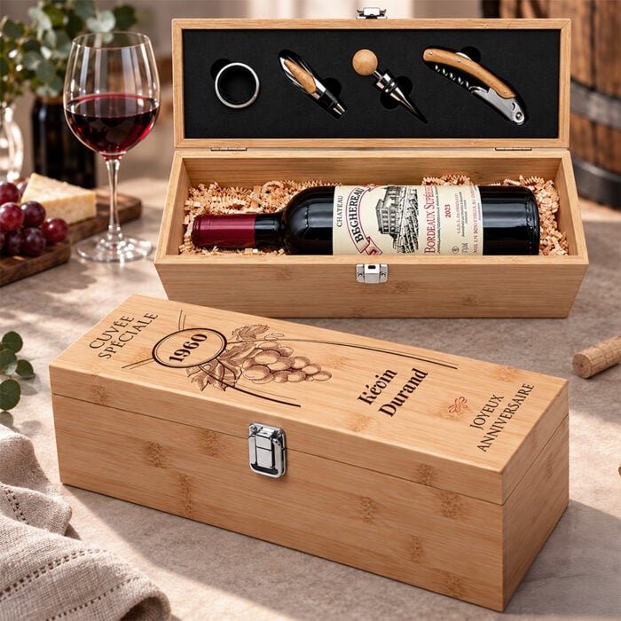 Alternative view of Coffret à vin personnalisé avec accessoires – Cuvée spéciale année de naissance