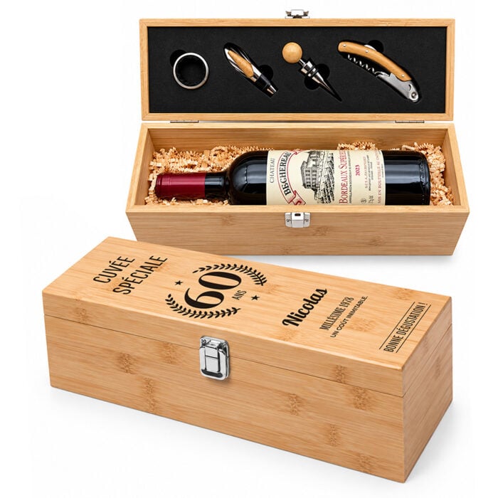 Coffret à vin personnalisé avec accessoires – Joyeux anniversaire cuvée spéciale