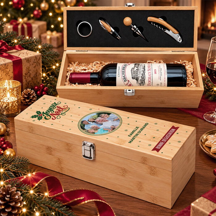 Alternative view of Coffret à vin personnalisé avec accessoires – Joyeux Noël