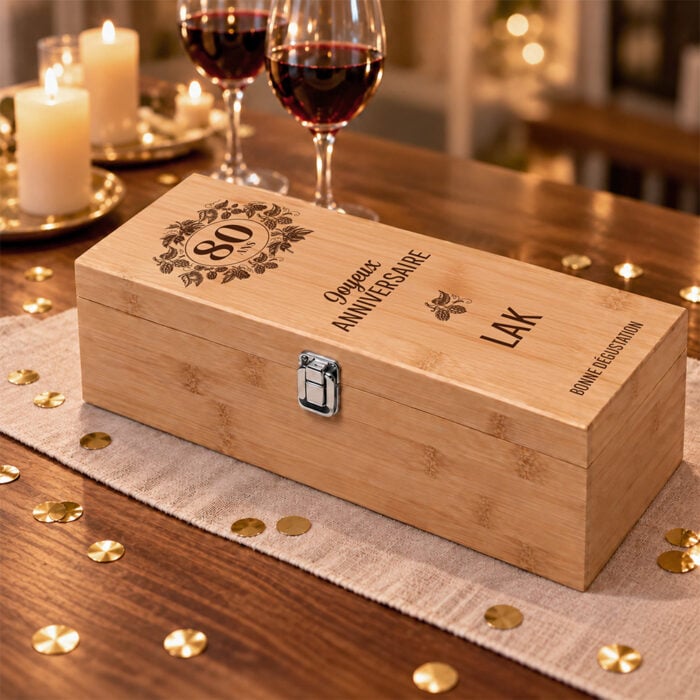 Alternative view of Coffret à vin personnalisé avec accessoires – Joyeux anniversaire